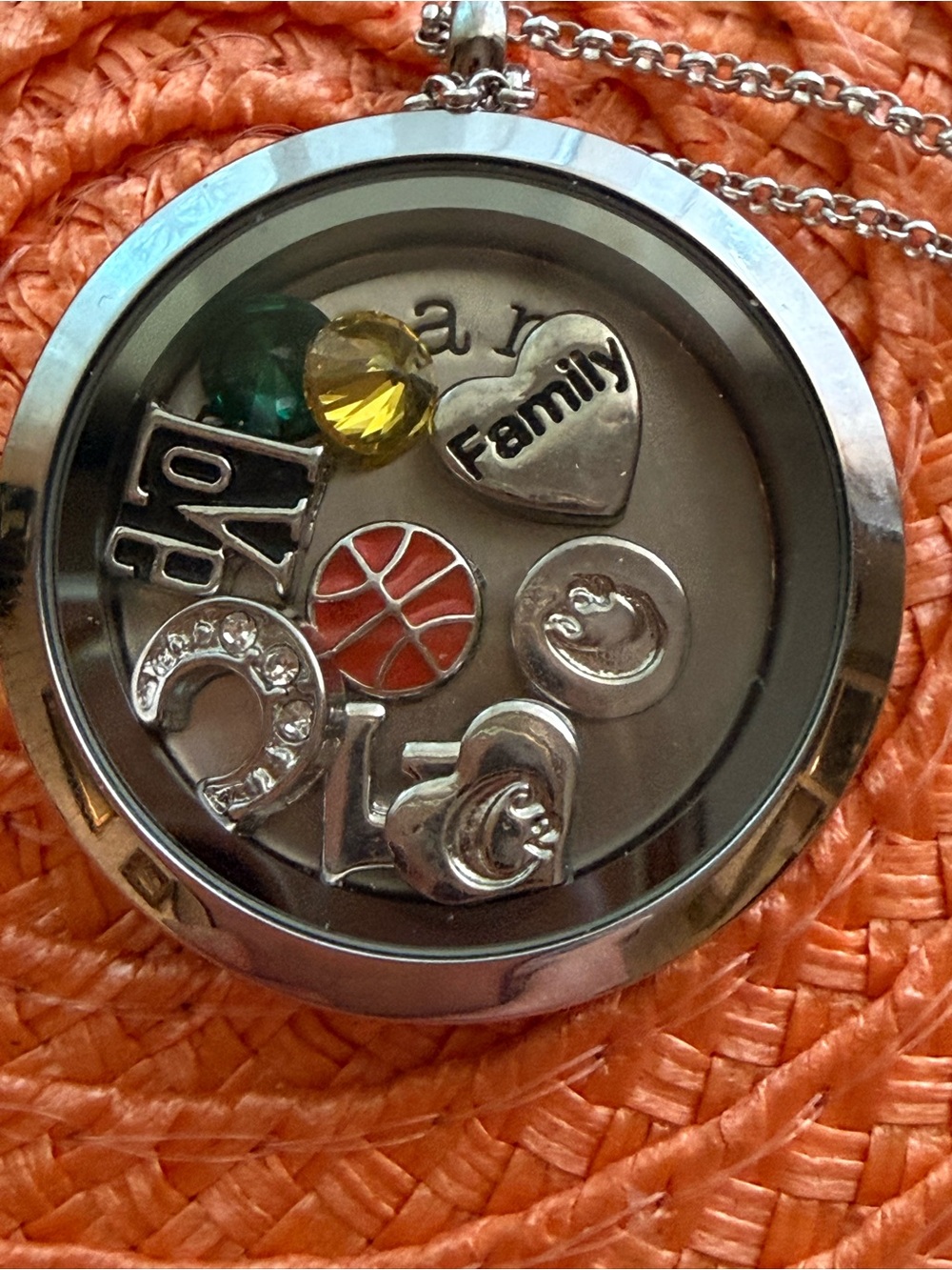 Origami Owl Necklace “ Dream”Silver Locket Necklace with  9 pieces/ charm